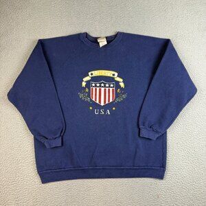 Vintage USA Crew Neck Sweatshirt Womens Large Americana Liberty Boxy Fit Sweater